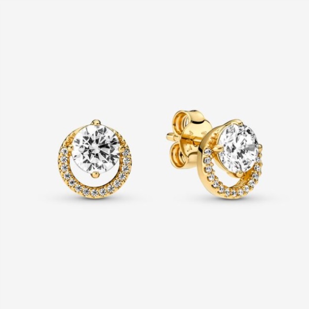 Sparkling Round Halo Stud Earrings Pandora